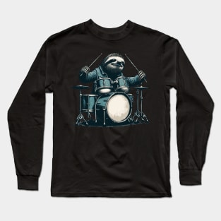 Drum set sloth drummer Long Sleeve T-Shirt